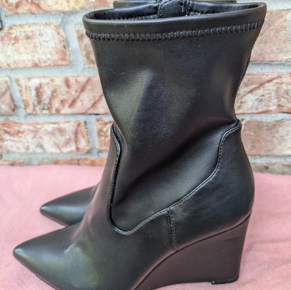 Open Edit Jimmie Pointed Toe Wedge Bootie Women Sz 6.5 - Picture 5 of 7